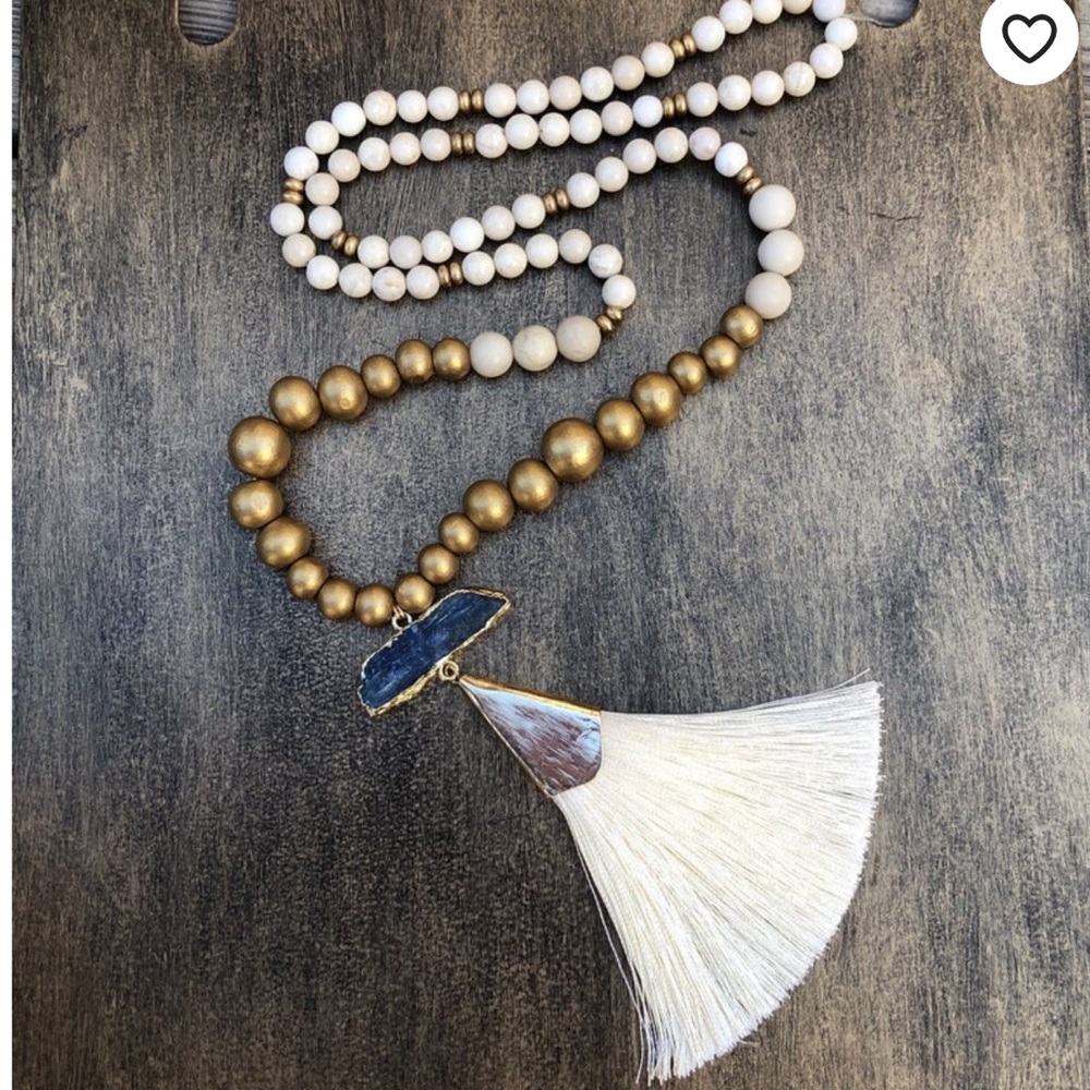 Blue and Gold Tassel Necklace